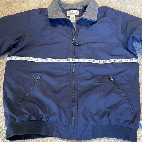 LL Bean Warm Up Jacket Men's Large Tall Navy Nylon Fleece Lined Full Zip Outdoor - Picture 10 of 11